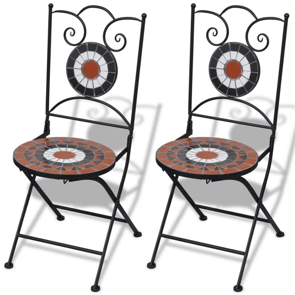 vidaXL Folding Bistro Chairs 2 Pcs Folding Outdoor Chair for Patio Ceramic-0