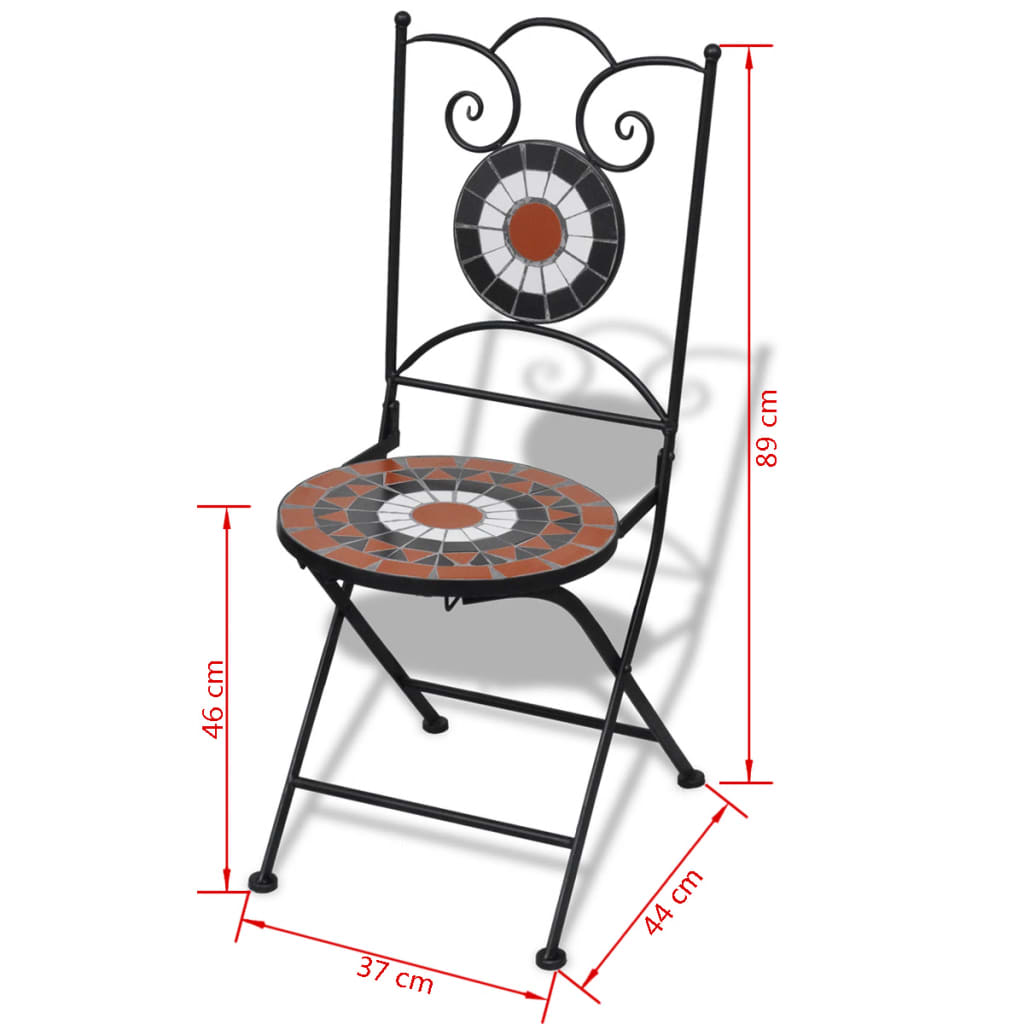 vidaXL Folding Bistro Chairs 2 Pcs Folding Outdoor Chair for Patio Ceramic-1