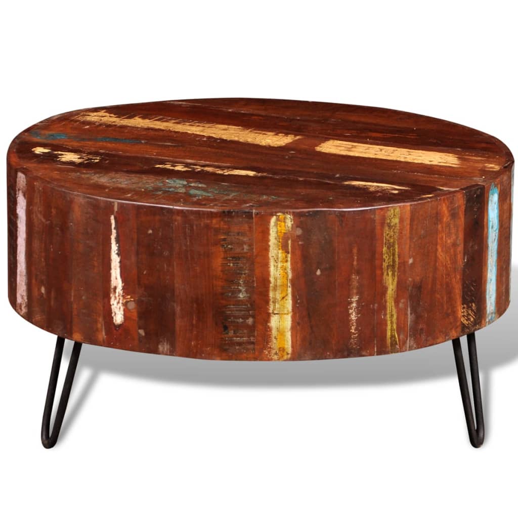 vidaXL Coffee Table Solid Reclaimed Wood Round-7