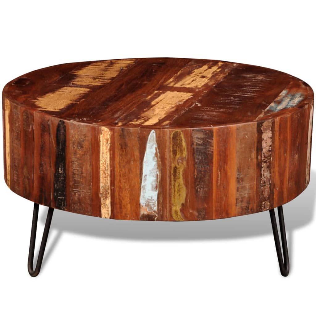 vidaXL Coffee Table Solid Reclaimed Wood Round-3