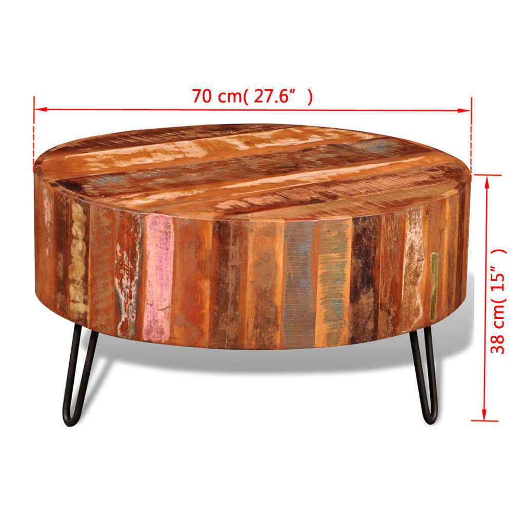 vidaXL Coffee Table Solid Reclaimed Wood Round-6