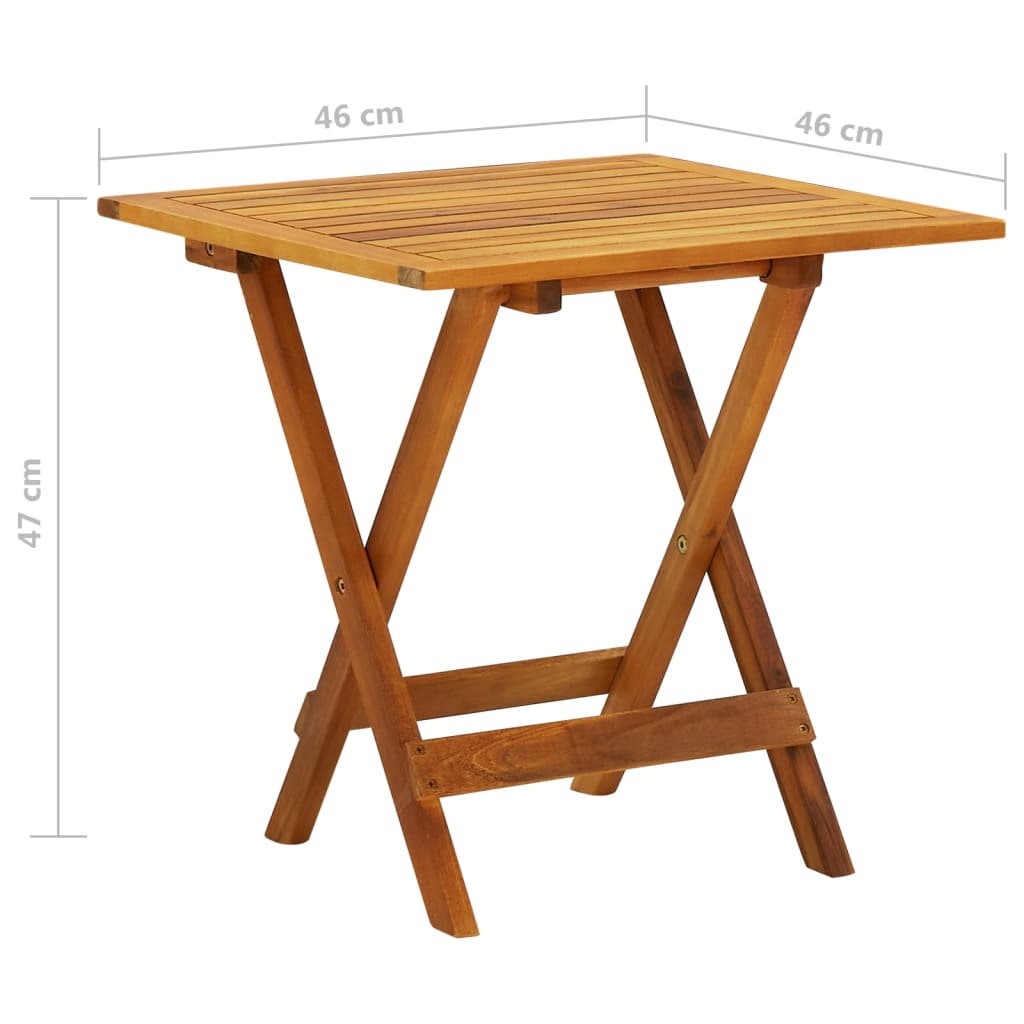 vidaXL Bistro Table Outdoor Side Table Folding Patio Table Solid Acacia Wood-14