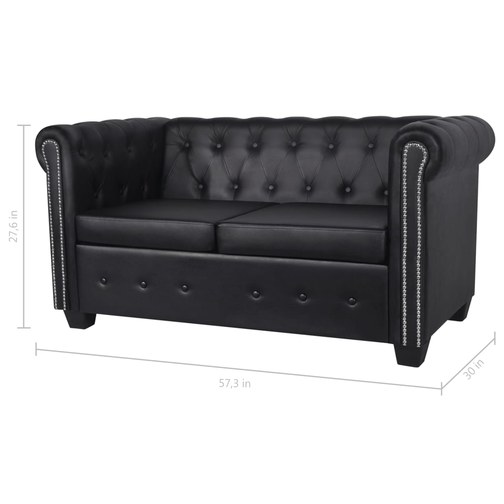 vidaXL Sofa Chesterfield Loveseat Settee for Living Room Artificial Leather-8