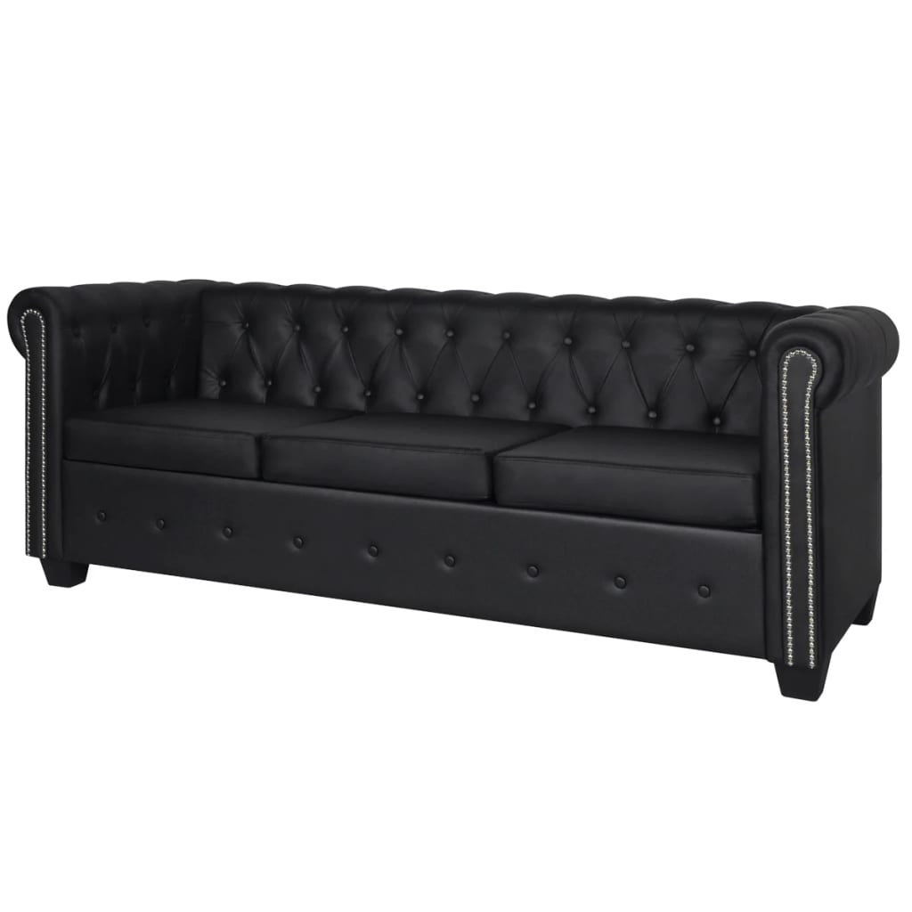 vidaXL Sofa Chesterfield Settee Couch with Tufted Arms Artificial Leather-1