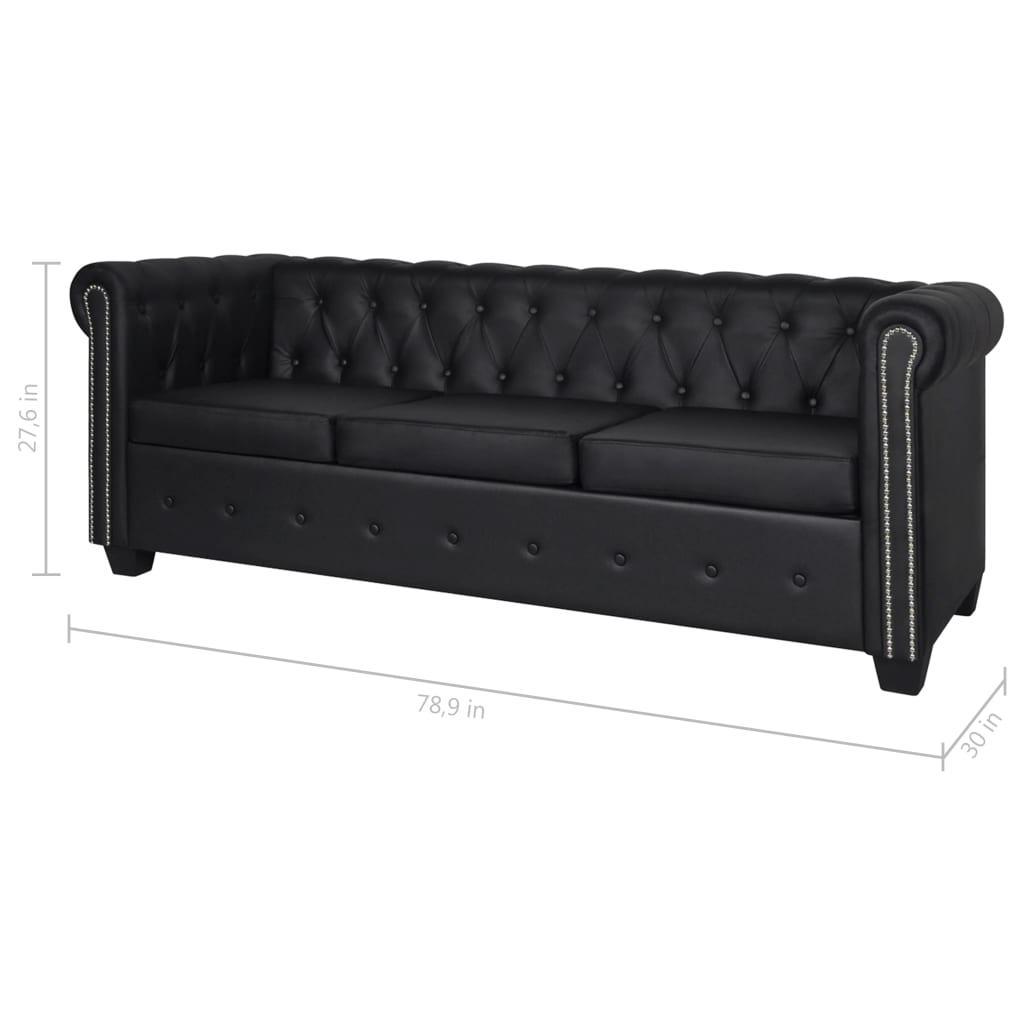 vidaXL Sofa Chesterfield Settee Couch with Tufted Arms Artificial Leather-8