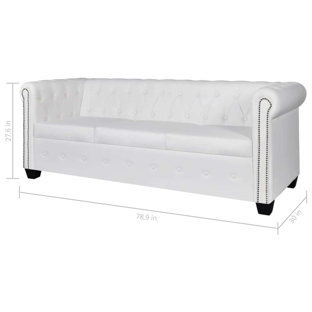 vidaXL Sofa Chesterfield Settee Couch with Tufted Arms Artificial Leather-10