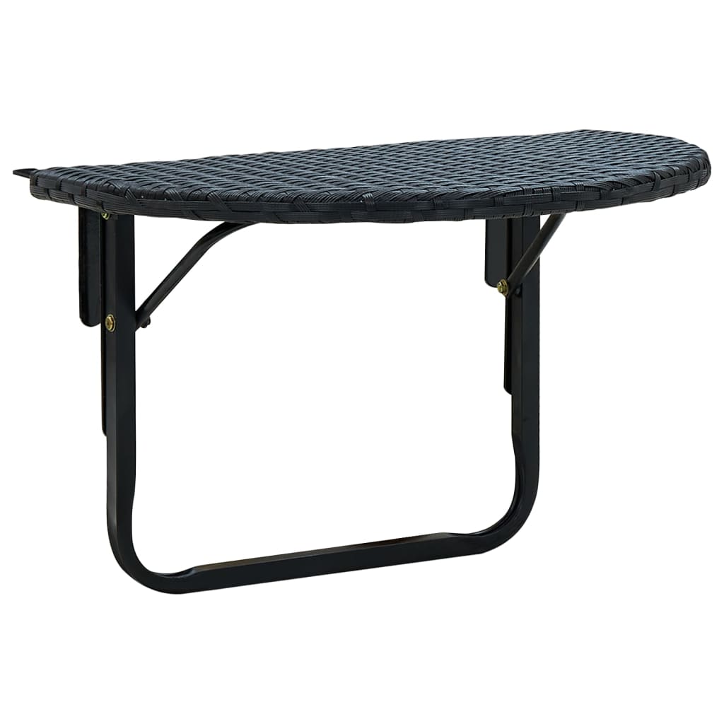 vidaXL Balcony Table 23.6"x23.6"x12.5" Black Poly Rattan-0
