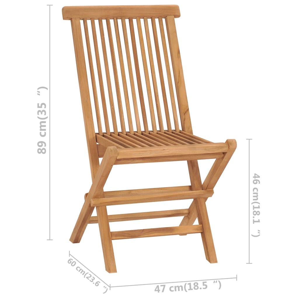 vidaXL Patio Folding Chairs Outdoor Garden Camping Lawn Chair Solid Wood Teak-12