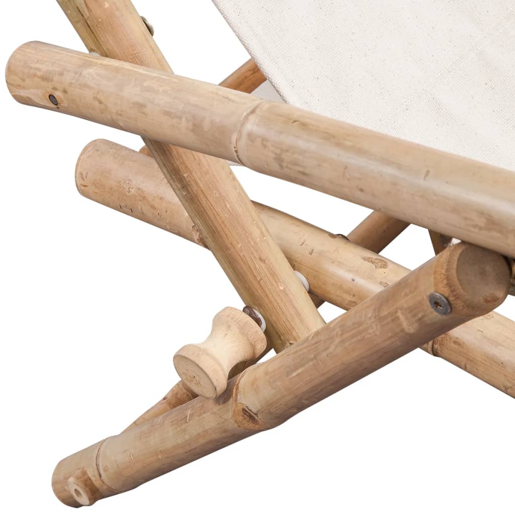 vidaXL Patio Deck Chair Patio Sling Chair with Headrest for Deck Beach Bamboo-13