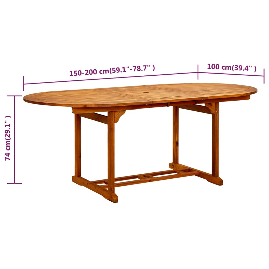 vidaXL Patio Table 78.7"x39.4"x29.5" Solid Acacia Wood-8