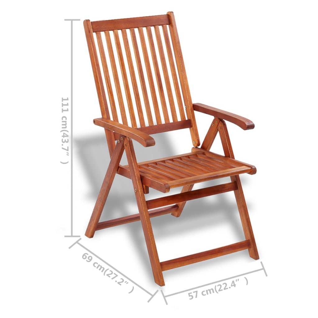 vidaXL Patio Folding Chairs Camping Garden Lawn Chair Solid Wood Acacia Brown-19