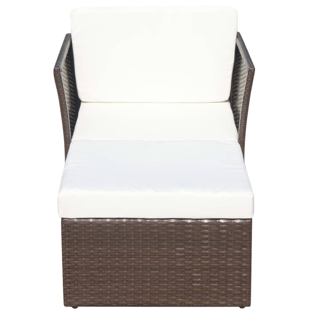 vidaXL Patio Chair with Stool Poly Rattan Brown-15