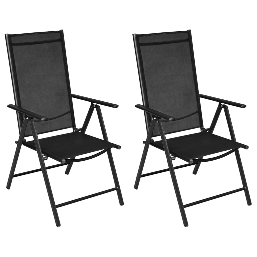 vidaXL Patio Folding Chairs Camping Garden Lawn Chair Aluminum and Textilene-2