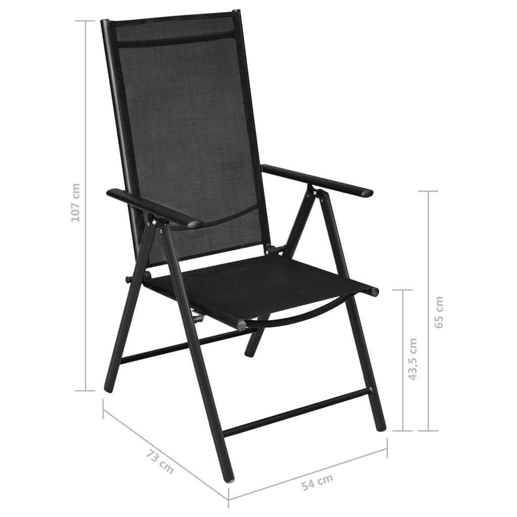 vidaXL Patio Folding Chairs Camping Garden Lawn Chair Aluminum and Textilene-10