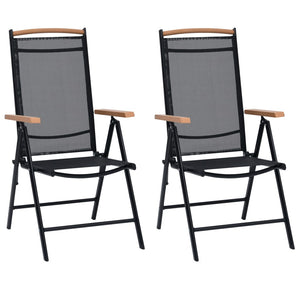 vidaXL Patio Folding Chairs Camping Garden Chair with Armrest Textilene Black-19