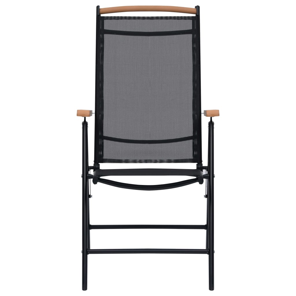 vidaXL Patio Folding Chairs Camping Garden Chair with Armrest Textilene Black-2