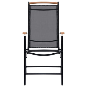 vidaXL Patio Folding Chairs Camping Garden Chair with Armrest Textilene Black-2
