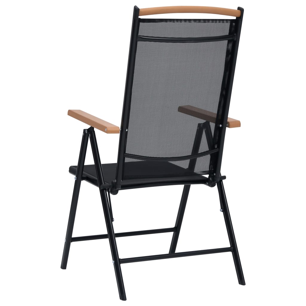 vidaXL Patio Folding Chairs Camping Garden Chair with Armrest Textilene Black-5