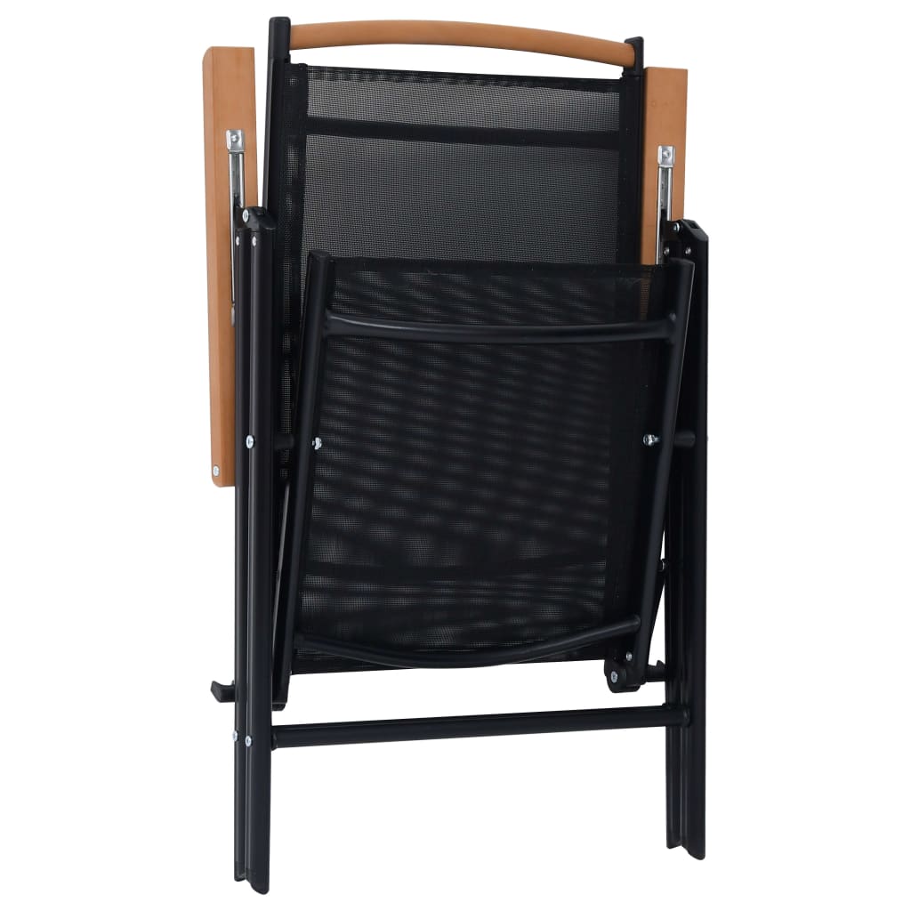vidaXL Patio Folding Chairs Camping Garden Chair with Armrest Textilene Black-8