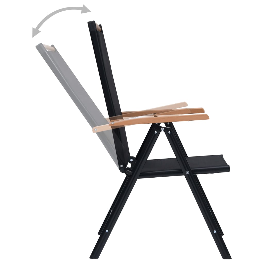 vidaXL Patio Folding Chairs Camping Garden Chair with Armrest Textilene Black-10