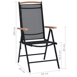 vidaXL Patio Folding Chairs Camping Garden Chair with Armrest Textilene Black-6