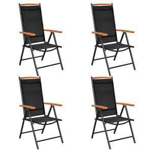 vidaXL Patio Folding Chairs Camping Garden Chair with Armrest Textilene Black-4