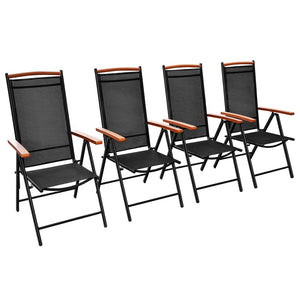 vidaXL Patio Folding Chairs Camping Garden Chair with Armrest Textilene Black-7