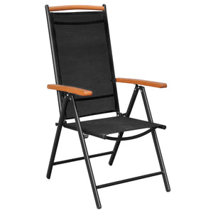 vidaXL Patio Folding Chairs Camping Garden Chair with Armrest Textilene Black-9