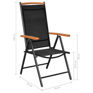 vidaXL Patio Folding Chairs Camping Garden Chair with Armrest Textilene Black-17