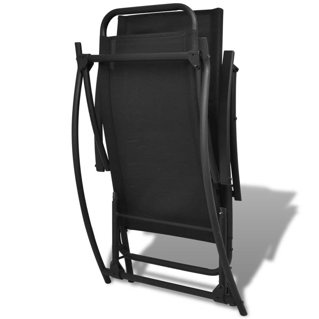 vidaXL Patio Rocking Chair Steel and Textilene Black-5