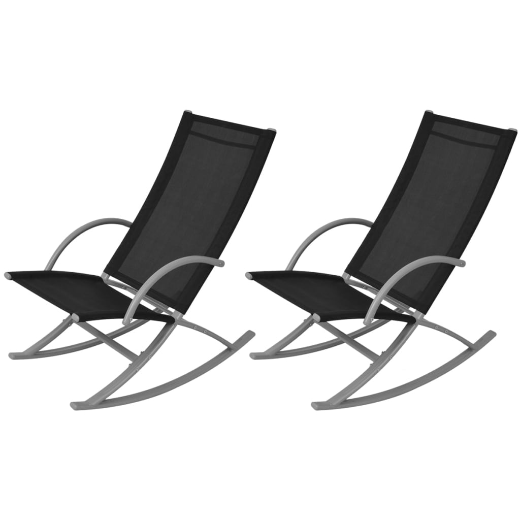 vidaXL Patio Rocking Chairs 2 pcs Steel and Textilene Black-0