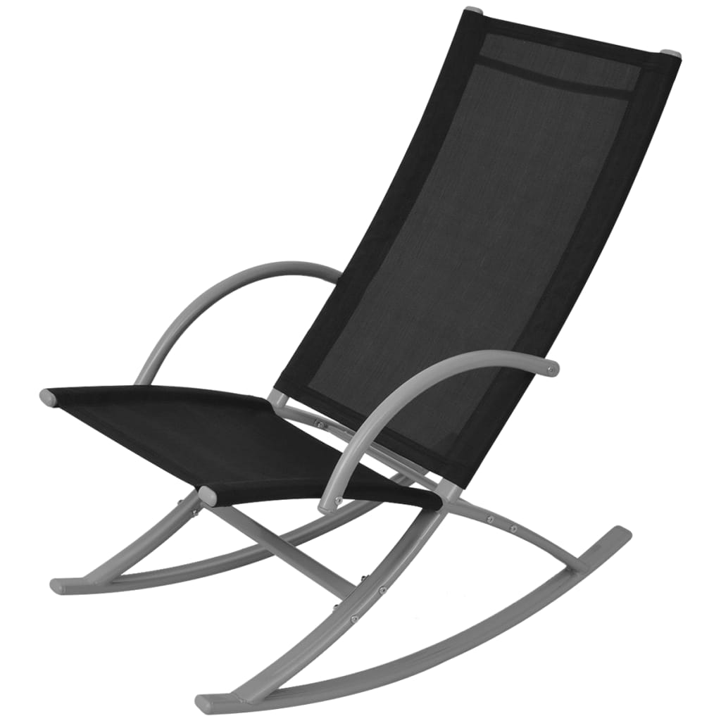 vidaXL Patio Rocking Chairs 2 pcs Steel and Textilene Black-1