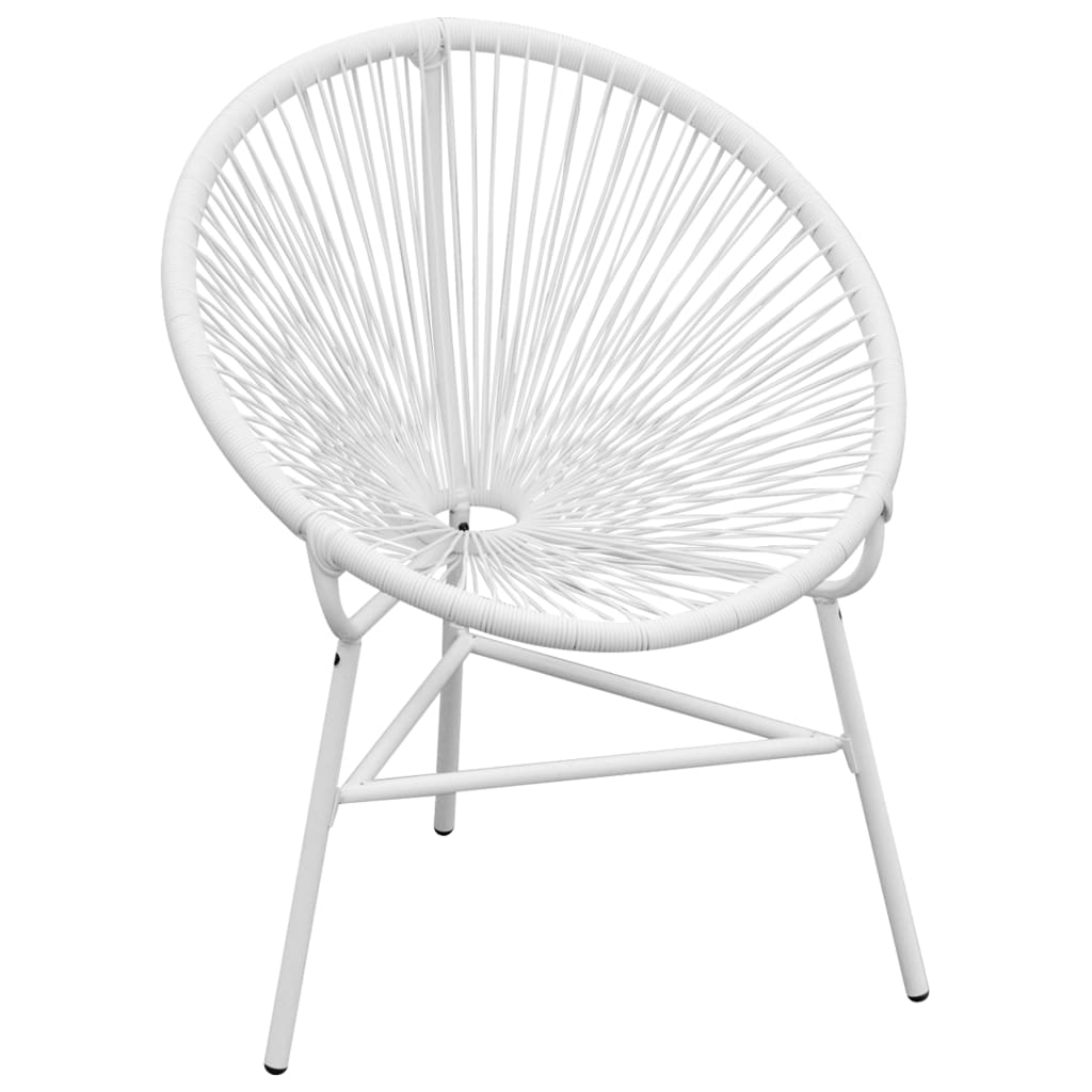 vidaXL Patio String Moon Chair Poly Rattan White-0