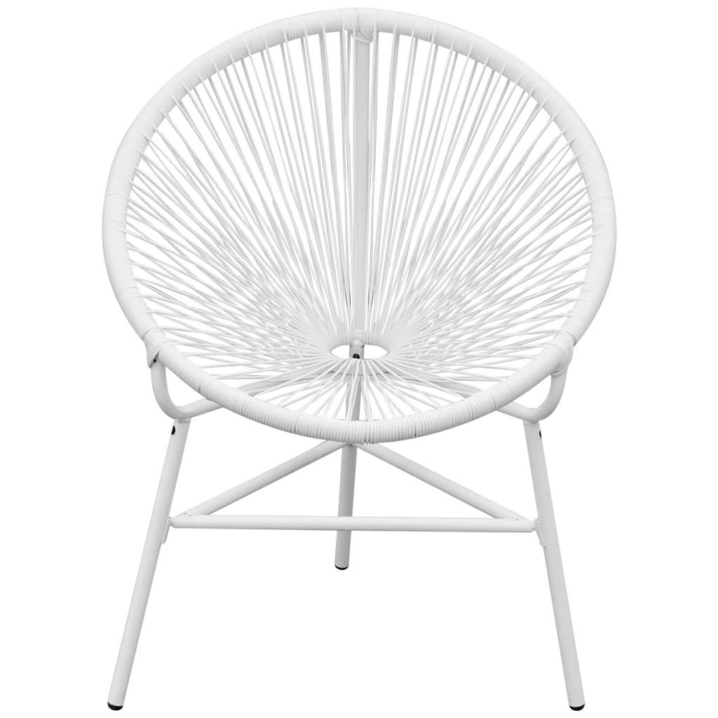 vidaXL Patio String Moon Chair Poly Rattan White-1