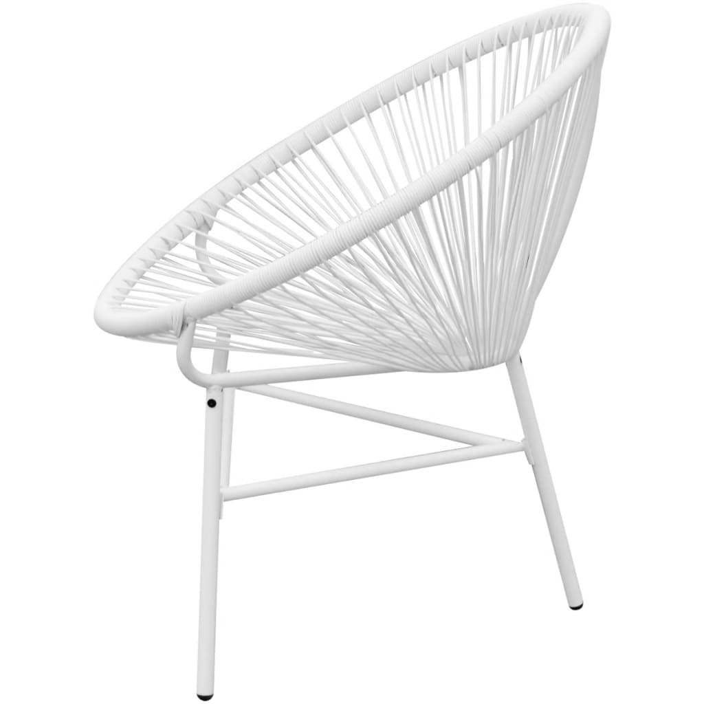 vidaXL Patio String Moon Chair Poly Rattan White-2