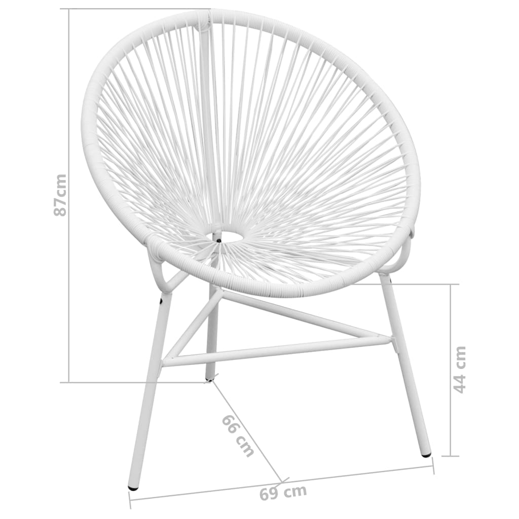 vidaXL Patio String Moon Chair Poly Rattan White-4