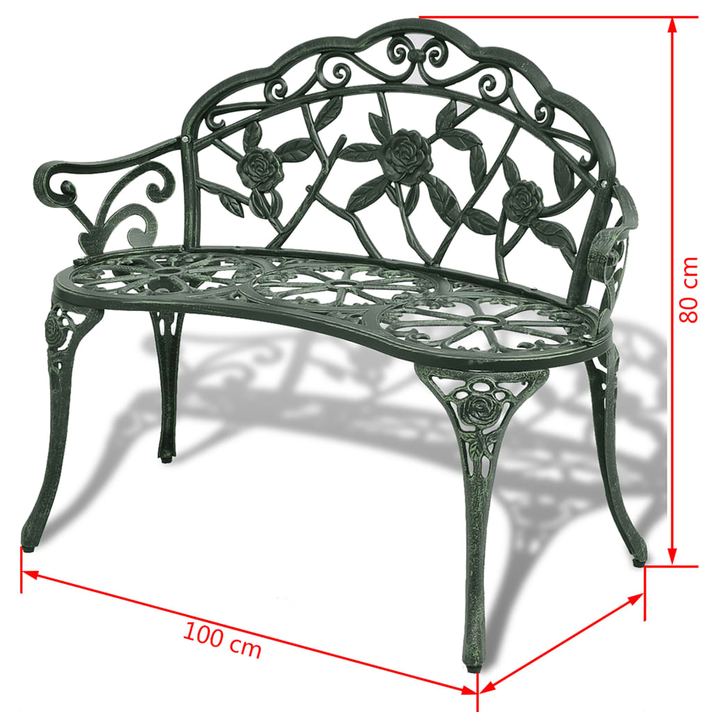 vidaXL Outdoor Patio Bench Garden Bench Furniture with Armrests Cast Aluminum-21