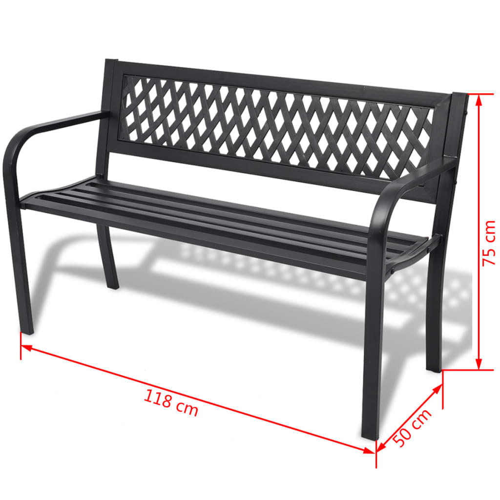 vidaXL Patio Bench 46.5" Steel Black-3