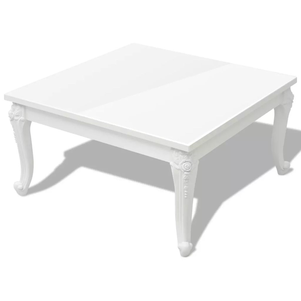 vidaXL Coffee Table End Table with Plastic Legs Side Table High Gloss White-2