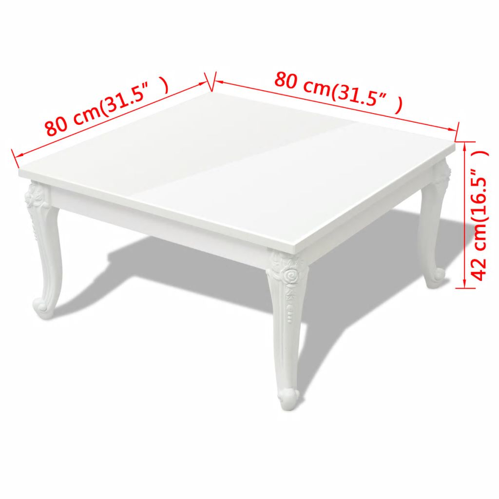 vidaXL Coffee Table End Table with Plastic Legs Side Table High Gloss White-8