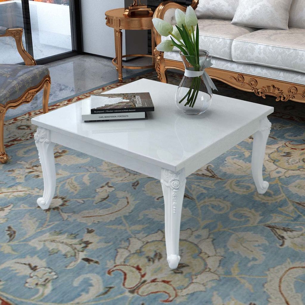 vidaXL Coffee Table End Table with Plastic Legs Side Table High Gloss White-0