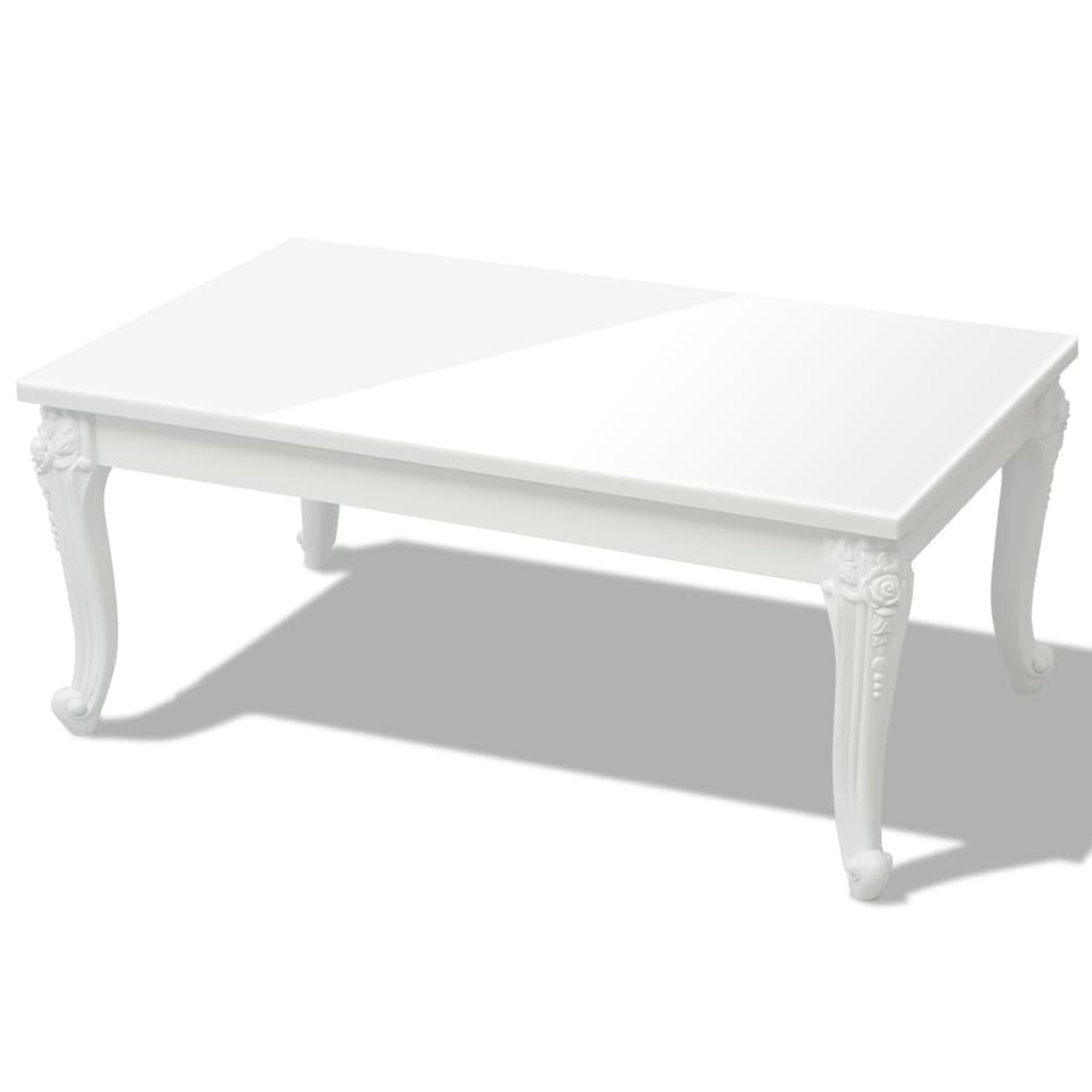 vidaXL Coffee Table End Table with Plastic Legs Side Table High Gloss White-12