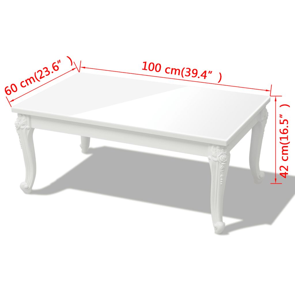 vidaXL Coffee Table End Table with Plastic Legs Side Table High Gloss White-15