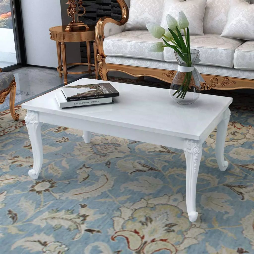 vidaXL Coffee Table End Table with Plastic Legs Side Table High Gloss White-10