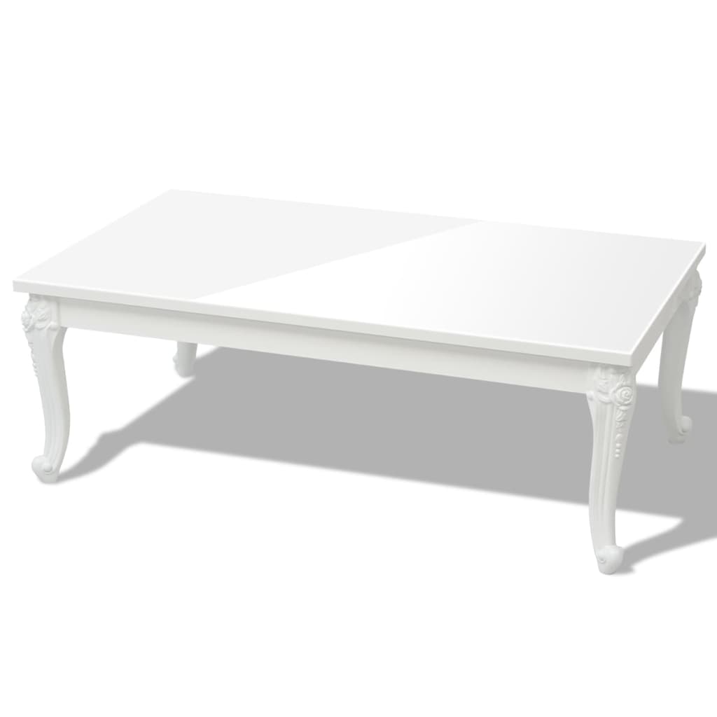 vidaXL Coffee Table End Table with Plastic Legs Side Table High Gloss White-3