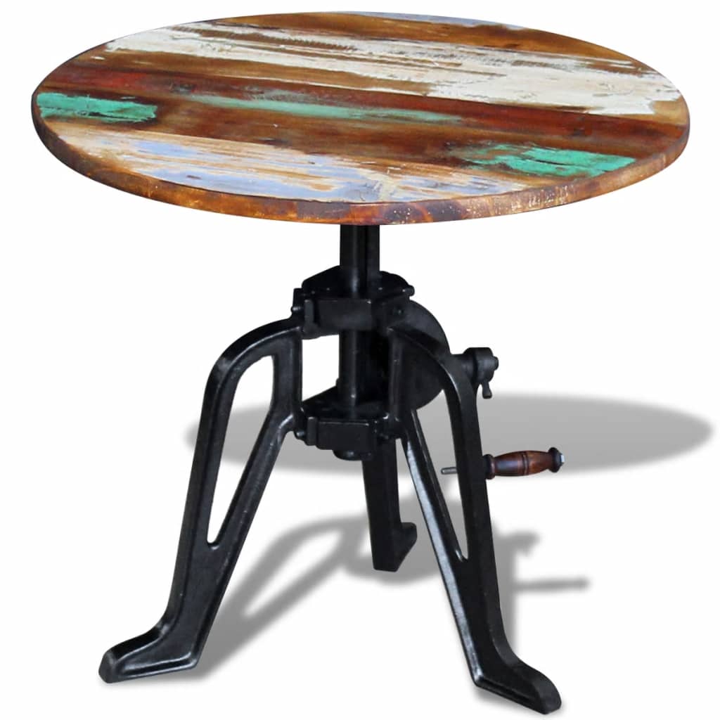 vidaXL Side Table Solid Reclaimed Wood Cast Iron 23.6"x(16.5"-24.8")-1