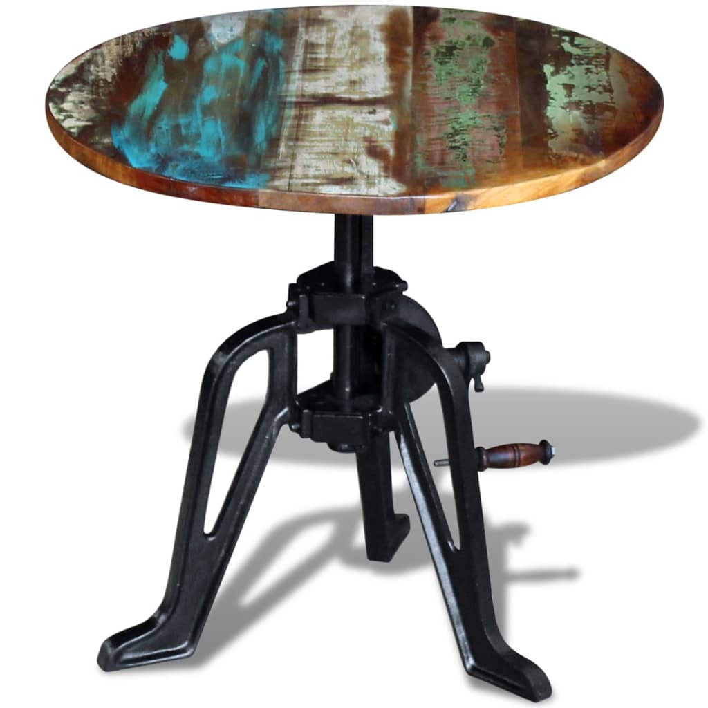 vidaXL Side Table Solid Reclaimed Wood Cast Iron 23.6"x(16.5"-24.8")-3