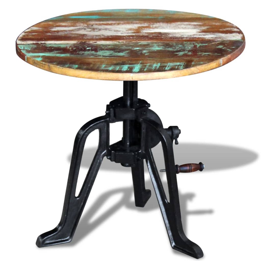 vidaXL Side Table Solid Reclaimed Wood Cast Iron 23.6"x(16.5"-24.8")-13