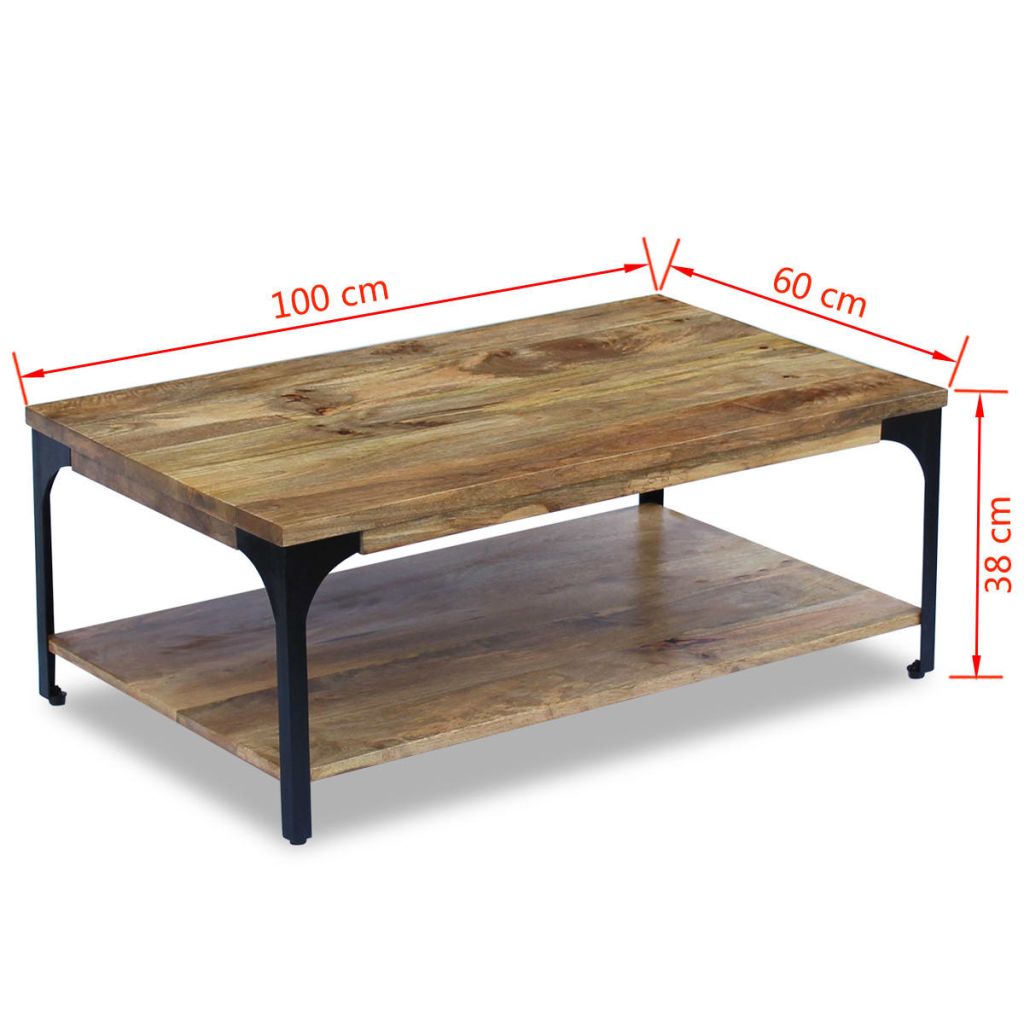 vidaXL Coffee Table Mango Wood 39.4"x23.6"x15"-6