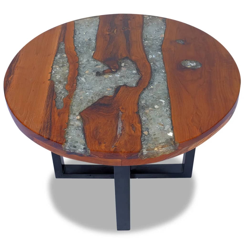 vidaXL Coffee Table End Table Side Table Living Room Furniture Teak Resin-21